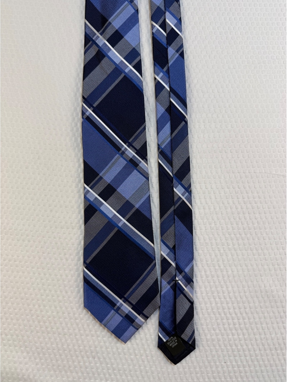Michael Kors Mens 100% Silk Tie Blue Navy Plaid Necktie Preppy Business